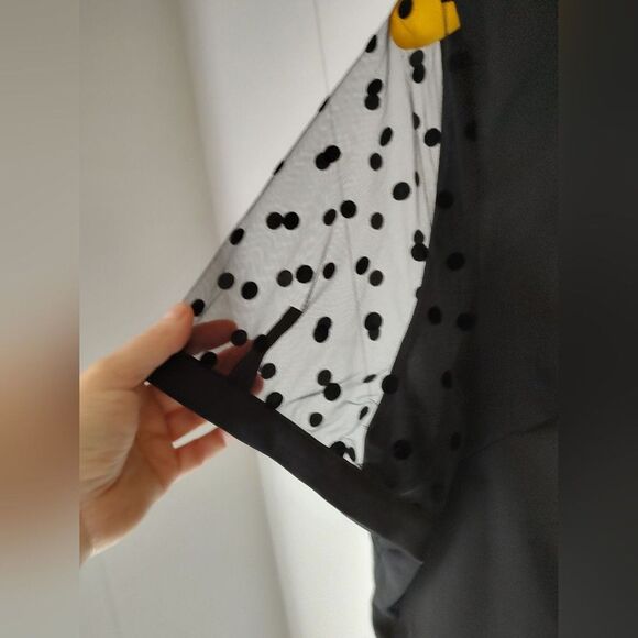 Allegra K Black Coquette Blouse with Sheer Polka Dot Sleeves. Size 3X. NWT - Picture 3 of 8